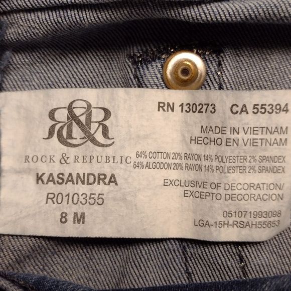 Rock & Republic. Kasandra Jeans Blue Midrise Bootcut Distressed   Sz 8. - Picture 11 of 12